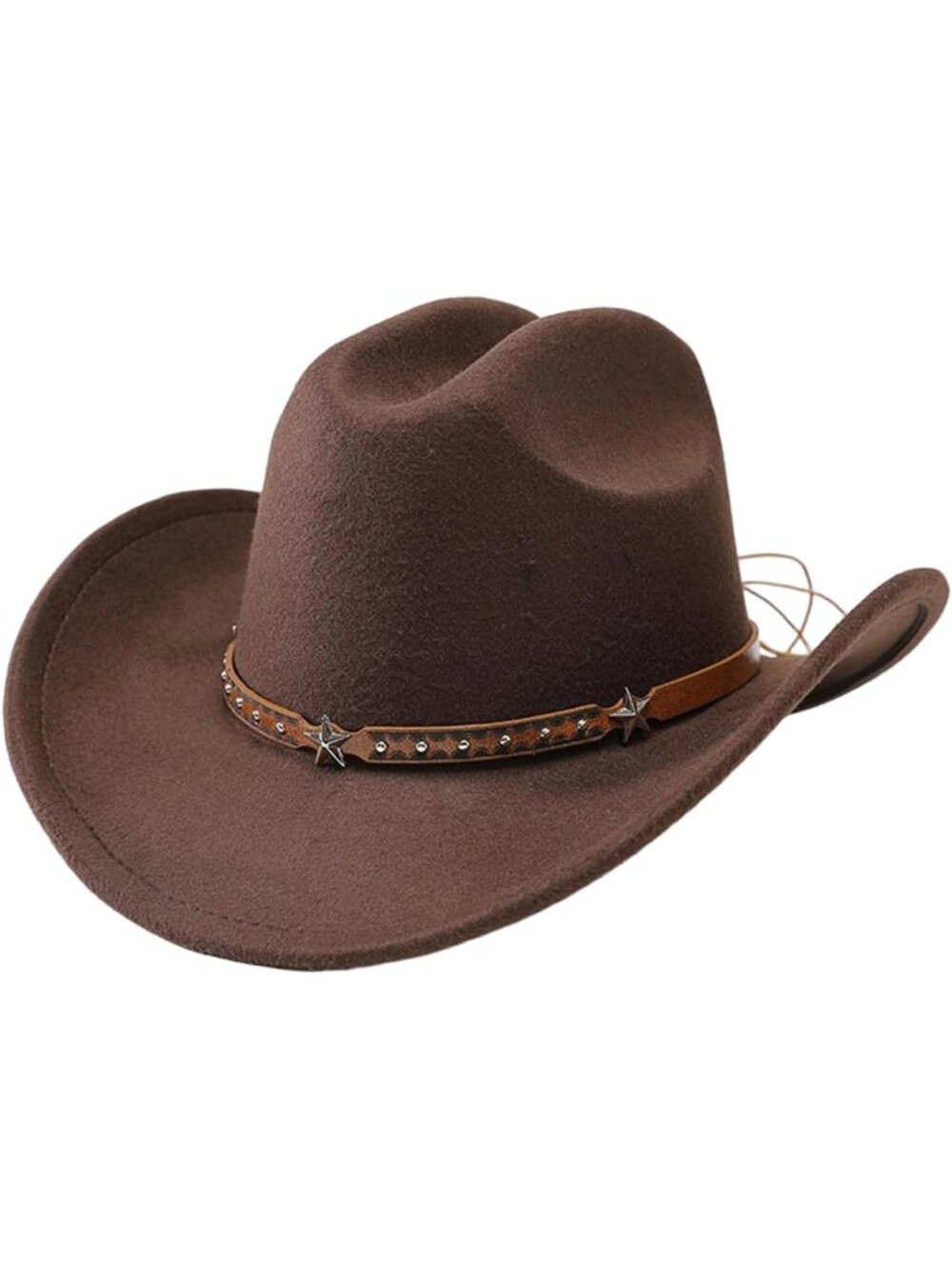 Unisex Star Chocolate Floral Embroidery Wide Brim Rodeo Halloween Felt Party Hat